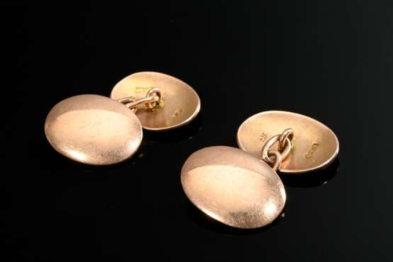 Pair of oval 375 red gold cufflinks in a slightly … - photo 1 Pair of oval 375 red gold cufflinks in a slightly … - photo 1