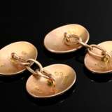 Pair of oval 375 red gold cufflinks in a slightly … - photo 2