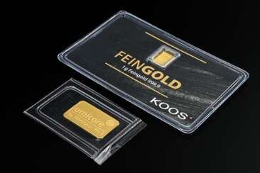 2 yellow gold 999.9 gold bars, shrink-wrapped: Umi…