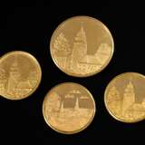 4 Various commemorative yellow gold 986 medals: 3 … - фото 1
