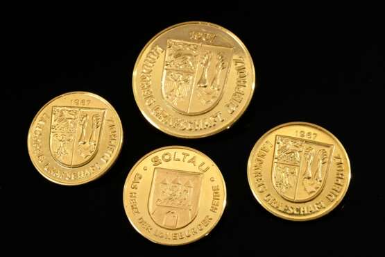 4 Various commemorative yellow gold 986 medals: 3 … - фото 2 4 Various commemorative yellow gold 986 medals: 3 … - фото 2