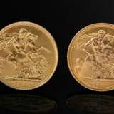 2 Gelbgold 916 Sovereign Münzen: Pfund, Königin El… - Foto 2
