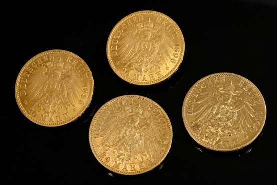 4 Gelbgold 900 Münzen „20 Mark, Wilhelm II Deutsch… - Foto 2 4 Gelbgold 900 Münzen „20 Mark, Wilhelm II Deutsch… - Foto 2