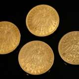 4 Gelbgold 900 Münzen „20 Mark, Wilhelm II Deutsch… - Foto 2