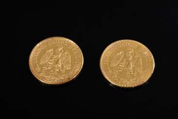2 yellow gold 900 coins ‘2 pesos’, 1945, Mexico, t…