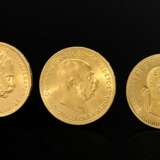 3 yellow gold coins, Austria: Yellow gold 900 coin… - photo 1