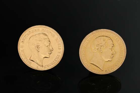 2 yellow gold 900 coins: ‘10 Mark German Empire, W… - photo 1 2 yellow gold 900 coins: ‘10 Mark German Empire, W… - photo 1