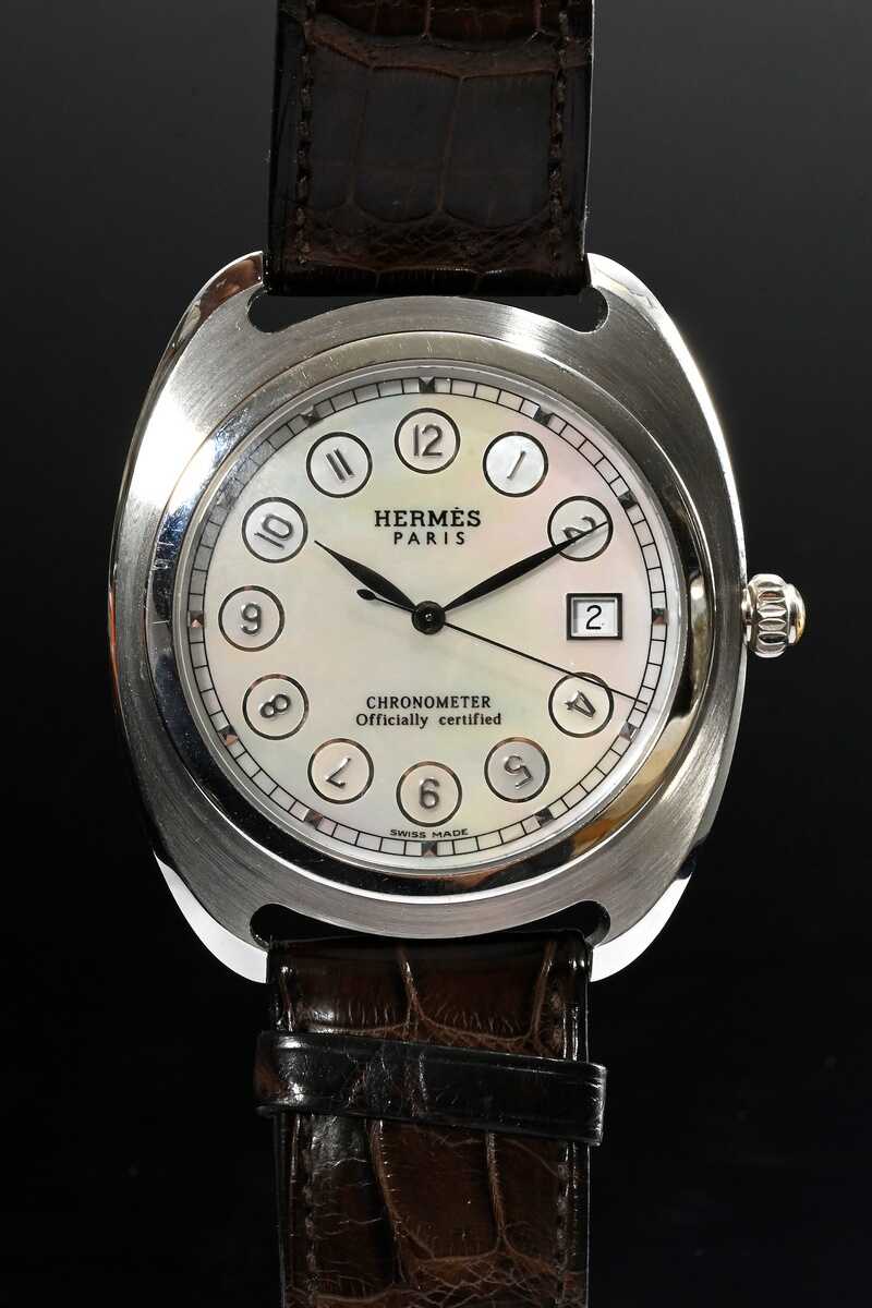 Rare Hermès Platinum ‘Dressage’ wristwatch in limi…