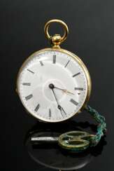 750 yellow gold pocket watch in a simple 2-lid cas…