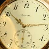Gold-plated Elgin pocket watch, Roman numerals, mi… - фото 4