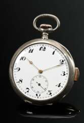 Silver 800 pocket watch with gold-plated push butt…