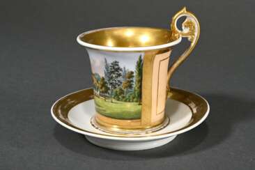 Empire cup/saucer with ‘country house’ motif in po…