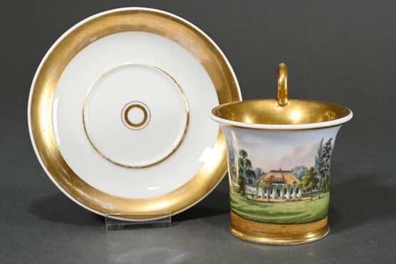 Empire cup/saucer with ‘country house’ motif in po… - photo 2