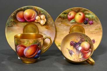 2 Various Royal Worcester mocha cups/saucers with …