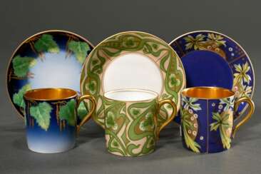 3 Various Rosenthal Art Nouveau mocha cups/saucers…