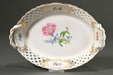 Oval Meissen bowl with openwork basket rim and pol…