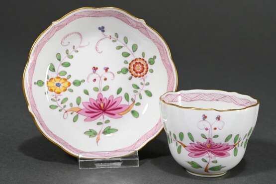 Meissen mocha cup/saucer with polychrome painting … - photo 1