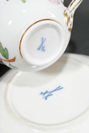 Meissen mocha cup/saucer with polychrome painting … - photo 3