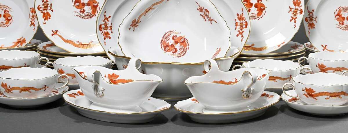 34 pieces of Meissen dinner service ‘Roter reicher…