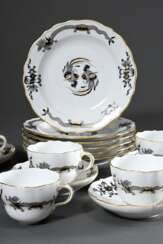 12 Pieces Meissen coffee set ‘Schwarzer Reicher Ho…