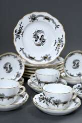 18 Pieces Meissen mocha set ‘Reicher Schwarzer Hof…