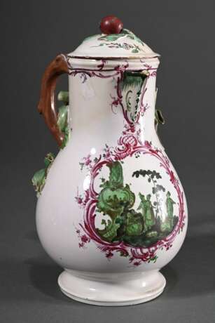 Faience jug with baluster body and sculptural leaf… - фото 1