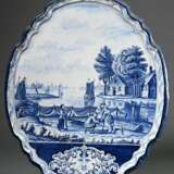 Große ovale Makkum Fayence Bildpaltte mit Blaumale… - Foto 1