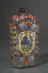 Große alpenländische Schnapsflasche mit farbiger E…