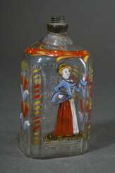 Kleine alpenländische Schnapsflasche mit farbiger …