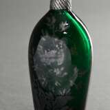 Dark green glass flask with turned silver lid and … - photo 2