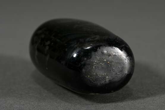 Dark green glass flask with turned silver lid and … - photo 4