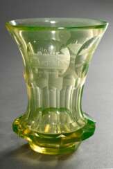 Biedermeier Uranglas Andenken Ranftbecher mit 4 fe…