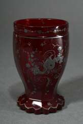 Biedermeier Ranftbecher mit floraler Silbermalerei…