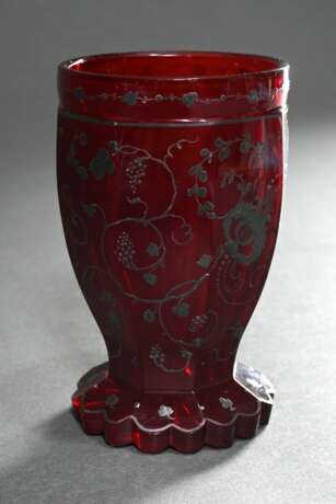 Biedermeier Ranftbecher mit floraler Silbermalerei… - Foto 2