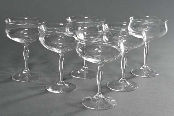 6 Jugendstil Champagner Schalen mit gezogener Kupp… - Foto 1