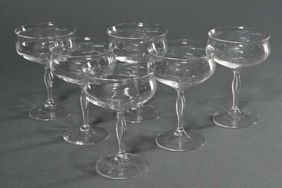 6 Jugendstil Champagner Schalen mit gezogener Kupp… - Foto 2