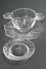 3 Diverse Lalique Glas Objekte: tiefes Schälchen m…