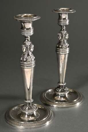 Pair of French Empire candlesticks with sculptural… - photo 1 Pair of French Empire candlesticks with sculptural… - photo 1