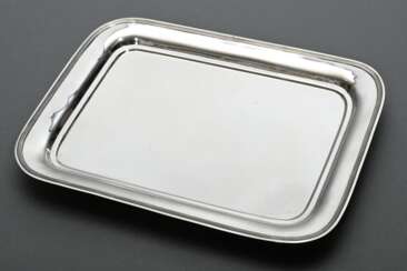 Rectangular tray on rocaille feet with fluted rim,…