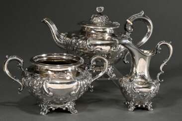 3 Piece Victorian tea set with embossed and finely…