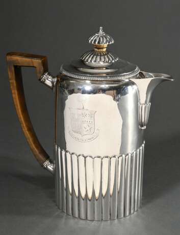 Cylindrical George III coffee pot with half-groove… - photo 1 Cylindrical George III coffee pot with half-groove… - photo 1