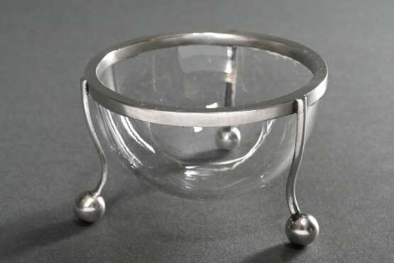 Art Nouveau glass salt cellar with 800 silver rim … - фото 1 Art Nouveau glass salt cellar with 800 silver rim … - фото 1