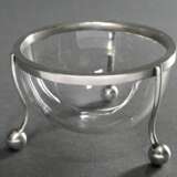 Art Nouveau glass salt cellar with 800 silver rim … - фото 1