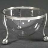 Art Nouveau glass salt cellar with 800 silver rim … - фото 2
