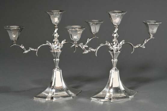 Pair of three-light girandoles in expressionist st… - фото 1 Pair of three-light girandoles in expressionist st… - фото 1