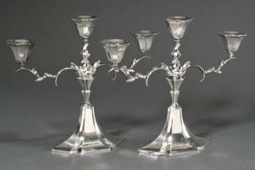 Pair of three-light girandoles in expressionist st…