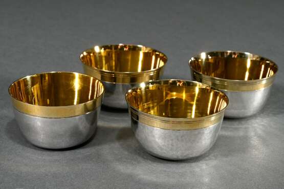 4 hammered fist cups with gold-plated rim, maker's… - photo 1