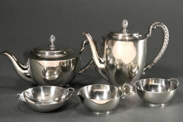 5 Pieces mid-century coffee and tea set in a elega…