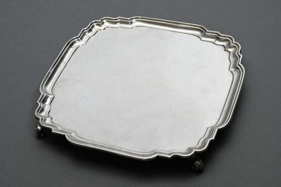 Square English tray with recessed corners on rolle… - photo 1 Square English tray with recessed corners on rolle… - photo 1