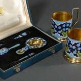 6 Various pieces of Russian tea set with coloured … - photo 1